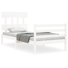 vidaXL fehér tömör fa ágykeret fejtámlával 100 x 200 cm (3195147) ágy és ágykellék