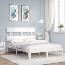 vidaXL fehér tömör fa ágykeret fejtámlával 120 x 200 cm ágy és ágykellék