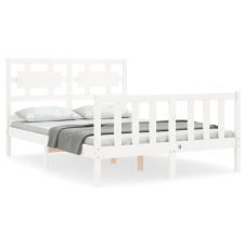vidaXL fehér tömör fa ágykeret fejtámlával 120 x 200 cm (3192552) - Ágyak és ágykeretek ágy és ágykellék