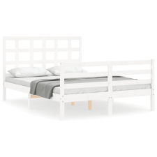 vidaXL fehér tömör fa ágykeret fejtámlával 120 x 200 cm (3193982) ágy és ágykellék