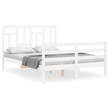 vidaXL fehér tömör fa ágykeret fejtámlával 120 x 200 cm (3194957) ágy és ágykellék