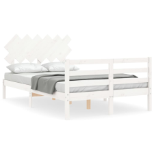 vidaXL fehér tömör fa ágykeret fejtámlával 120 x 200 cm (3195282) ágy és ágykellék