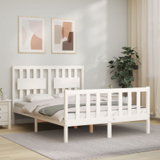 vidaXL fehér tömör fa ágykeret fejtámlával 140 x 190 cm ágy és ágykellék