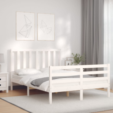 vidaXL fehér tömör fa ágykeret fejtámlával 140 x 190 cm ágy és ágykellék
