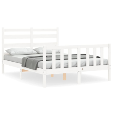 vidaXL fehér tömör fa ágykeret fejtámlával 140 x 190 cm (3192017) ágy és ágykellék