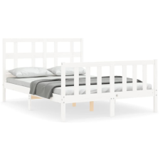 vidaXL fehér tömör fa ágykeret fejtámlával 140 x 190 cm (3192992) ágy és ágykellék