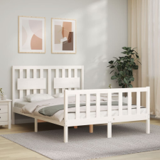 vidaXL fehér tömör fa ágykeret fejtámlával 140 x 200 cm bútor