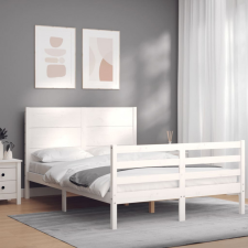 vidaXL fehér tömör fa ágykeret fejtámlával 140 x 200 cm ágy és ágykellék