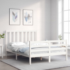 vidaXL fehér tömör fa ágykeret fejtámlával 140 x 200 cm ágy és ágykellék