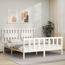 vidaXL fehér tömör fa ágykeret fejtámlával 160 x 200 cm ágy és ágykellék