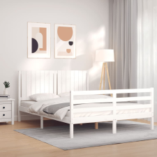 vidaXL fehér tömör fa ágykeret fejtámlával 160 x 200 cm ágy és ágykellék
