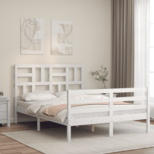 vidaXL fehér tömör fa ágykeret fejtámlával 4FT Small Double ágy és ágykellék