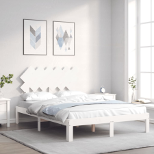 vidaXL fehér tömör fa ágykeret fejtámlával 4FT Small Double ágy és ágykellék