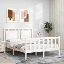 vidaXL fehér tömör fa ágykeret fejtámlával 4FT Small Double ágy és ágykellék