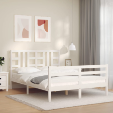 vidaXL fehér tömör fa ágykeret fejtámlával 5FT King Size ágy és ágykellék