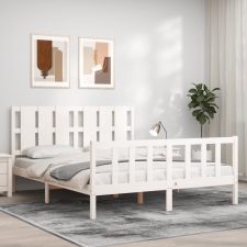 vidaXL fehér tömör fa ágykeret fejtámlával 5FT King Size ágy és ágykellék