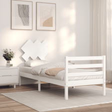 vidaXL fehér tömör fa ágykeret fejtámlával 90 x 200 cm ágy és ágykellék