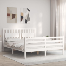 vidaXL fehér tömör fa ágykeret fejtámlával King Size ágy és ágykellék