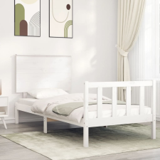 vidaXL fehér tömör fa ágykeret fejtámlával (Single) ágy és ágykellék