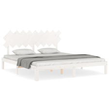 vidaXL fehér tömör fa ágykeret fejtámlával Super King Size (3193742) ágy és ágykellék