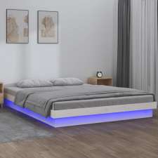 vidaXL fehér tömör fa ágykeret LED-világítással 120 x 200 cm ágy és ágykellék