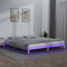 vidaXL fehér tömör fa ágykeret LED-világítással 160 x 200 cm ágy és ágykellék