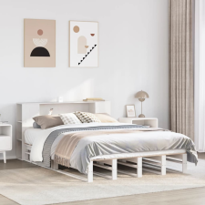 vidaXL fehér tömör fa könyvespolcos ágy matrac nélkül 160 x 200 cm ágy és ágykellék