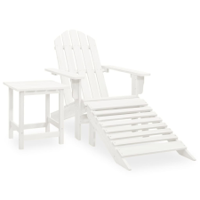 vidaXL fehér tömör fenyőfa adirondack szék zsámollyal és asztallal kerti bútor