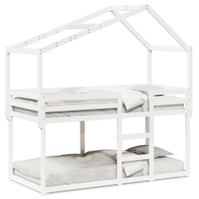 vidaXL fehér tömör fenyőfa ágy emelettel és tetővel 75 x 190 cm ágy és ágykellék