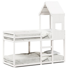 vidaXL fehér tömör fenyőfa ágy emelettel és tetővel 75 x 190 cm ágy és ágykellék