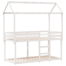 vidaXL fehér tömör fenyőfa ágy emelettel és tetővel 75 x 190 cm ágy és ágykellék