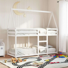vidaXL fehér tömör fenyőfa ágy emelettel és tetővel 90 x 190 cm ágy és ágykellék