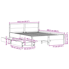 vidaXL fehér tömör fenyőfa ágy matrac nélkül 150 x 200 cm ágy és ágykellék