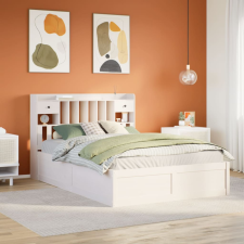 vidaXL fehér tömör fenyőfa ágy matrac nélkül 160 x 200 cm ágy és ágykellék
