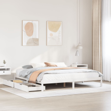 vidaXL fehér tömör fenyőfa ágy matrac nélkül 200 x 200 cm ágy és ágykellék