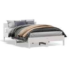 vidaXL fehér tömör fenyőfa ágykeret fejtámlával 135 x 190 cm ágy és ágykellék