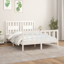 vidaXL fehér tömör fenyőfa ágykeret fejtámlával 140 x 200 cm ágy és ágykellék