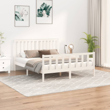 vidaXL fehér tömör fenyőfa ágykeret fejtámlával 160 x 200 cm ágy és ágykellék