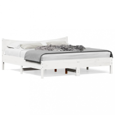vidaXL Fehér tömör fenyőfa ágykeret fejtámlával 180 x 200 cm ágy és ágykellék