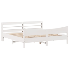 vidaXL fehér tömör fenyőfa ágykeret fejtámlával 200 x 200 cm (3307033) ágy és ágykellék