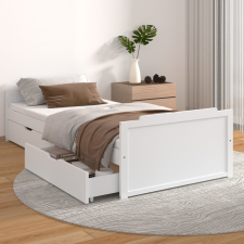 vidaXL fehér tömör fenyőfa ágykeret fiókkal 90 x 200 cm ágy és ágykellék