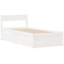 vidaXL fehér tömör fenyőfa ágykeret fiókokkal 100 x 200 cm ágy és ágykellék