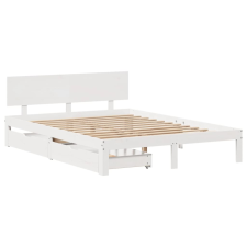vidaXL fehér tömör fenyőfa ágykeret fiókokkal 140 x 190 cm (3301977) ágy és ágykellék