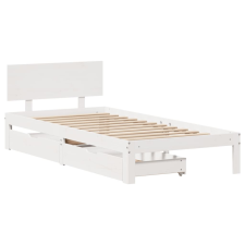vidaXL fehér tömör fenyőfa ágykeret fiókokkal 90 x 200 cm (3301979) ágy és ágykellék