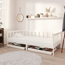 vidaXL fehér tömör fenyőfa dívány fiókokkal 90 x 200 cm bútor