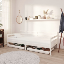vidaXL fehér tömör fenyőfa dívány fiókokkal 90 x 200 cm bútor