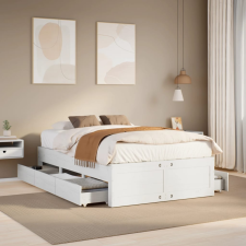 vidaXL fehér tömör fenyőfa fiókos ágykeret matrac nélkül 120 x 190 cm ágy és ágykellék