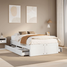 vidaXL fehér tömör fenyőfa fiókos ágykeret matrac nélkül 135 x 190 cm ágy és ágykellék