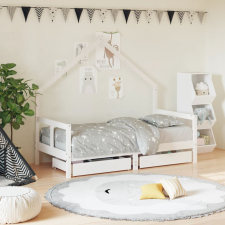 vidaXL fehér tömör fenyőfa fiókos gyerekágykeret 80 x 160 cm ágy és ágykellék