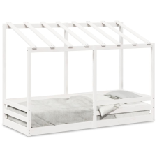 vidaXL fehér tömör fenyőfa gyerekágy tetővel 75 x 190 cm gyermekágy